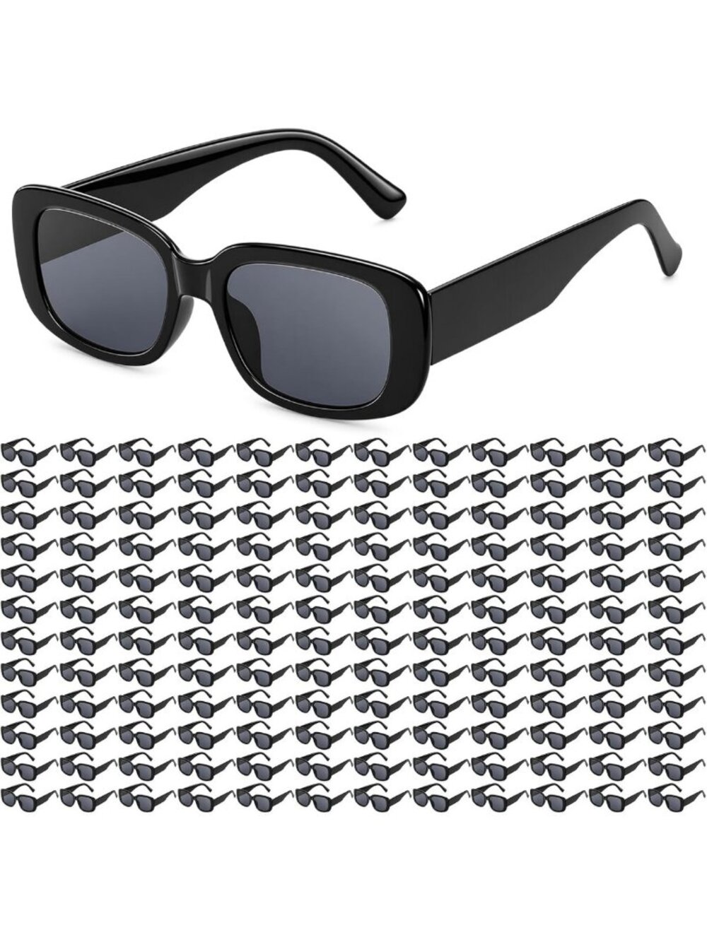 150 Pcs Bulk Rectangle Sunglasses for Women & Men - Stylish Black Frames
